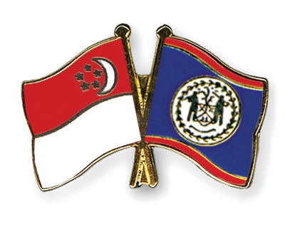 Fahnen Pins Singapur Belize