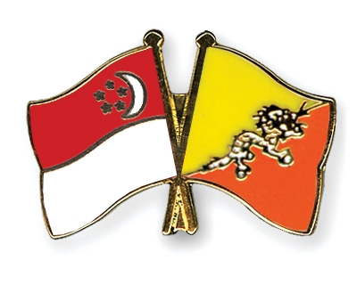 Fahnen Pins Singapur Bhutan