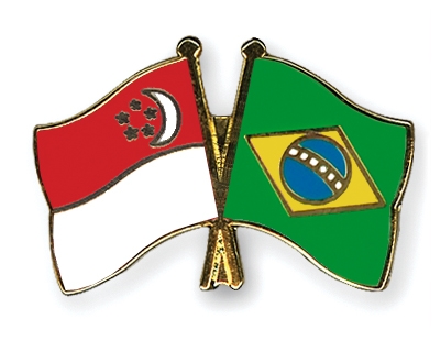 Fahnen Pins Singapur Brasilien