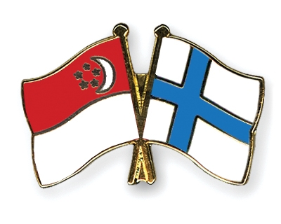 Fahnen Pins Singapur Finnland