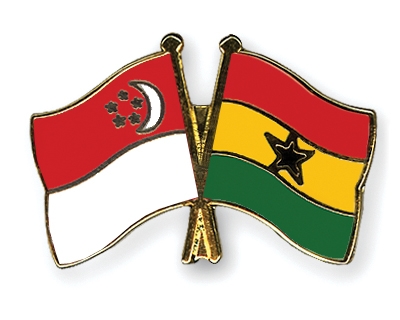 Fahnen Pins Singapur Ghana