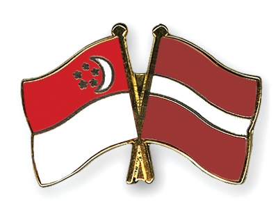 Fahnen Pins Singapur Lettland