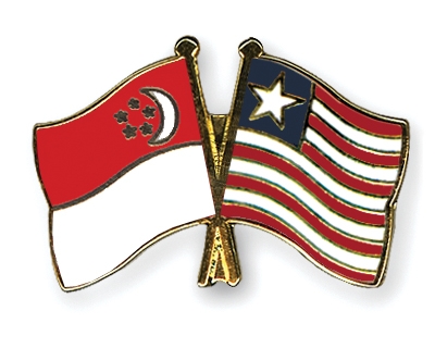 Fahnen Pins Singapur Liberia