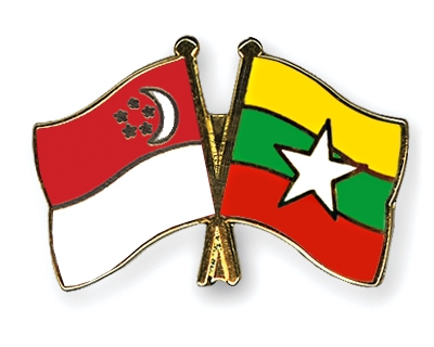 Fahnen Pins Singapur Myanmar