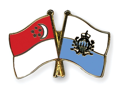 Fahnen Pins Singapur San-Marino