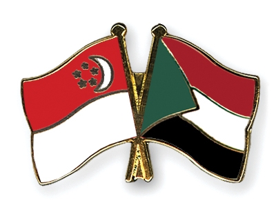 Fahnen Pins Singapur Sudan