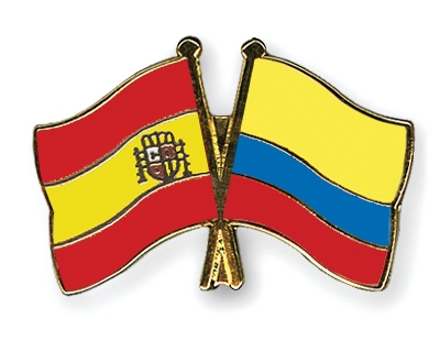 Fahnen Pins Spanien Kolumbien
