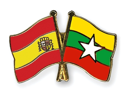 Fahnen Pins Spanien Myanmar