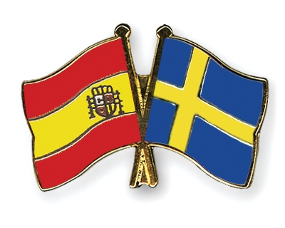 Fahnen Pins Spanien Schweden