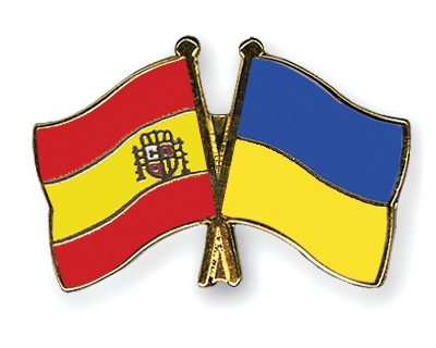 Fahnen Pins Spanien Ukraine