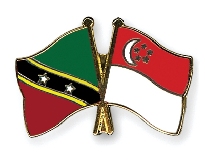 Fahnen Pins St-Kitts-und-Nevis Singapur