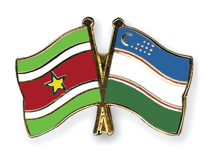 Fahnen Pins Surinam Usbekistan