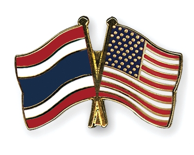 Fahnen Pins Thailand USA