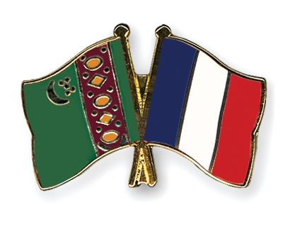 Fahnen Pins Turkmenistan Frankreich