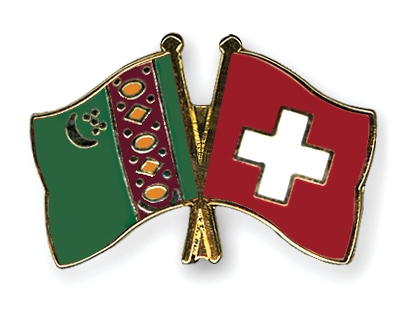 Fahnen Pins Turkmenistan Schweiz