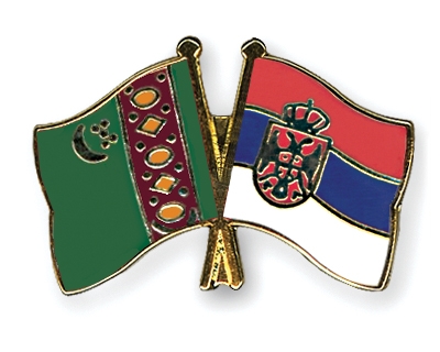 Fahnen Pins Turkmenistan Serbien