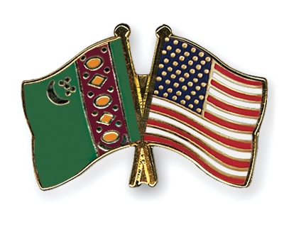 Fahnen Pins Turkmenistan USA