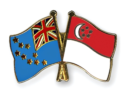 Fahnen Pins Tuvalu Singapur