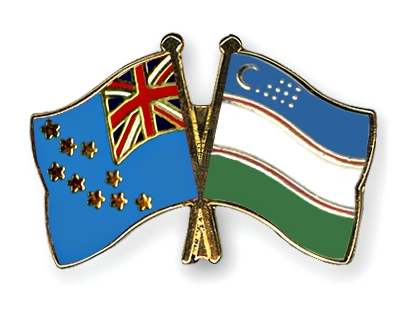 Fahnen Pins Tuvalu Usbekistan