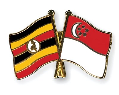 Fahnen Pins Uganda Singapur