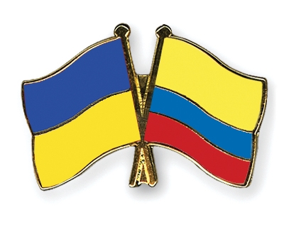 Fahnen Pins Ukraine Kolumbien