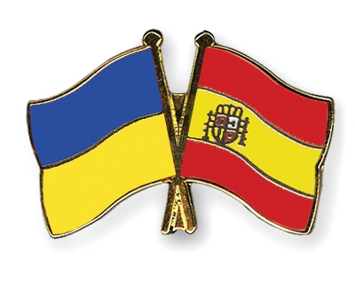 Fahnen Pins Ukraine Spanien