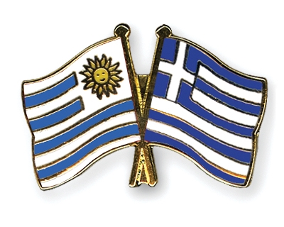 Fahnen Pins Uruguay Griechenland