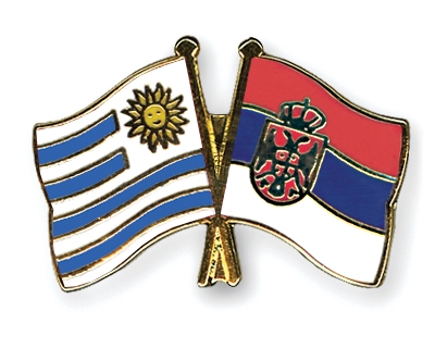 Fahnen Pins Uruguay Serbien