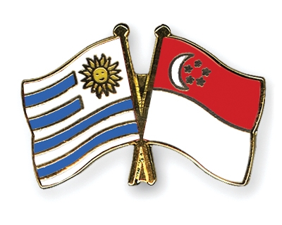 Fahnen Pins Uruguay Singapur