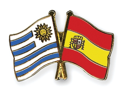 Fahnen Pins Uruguay Spanien