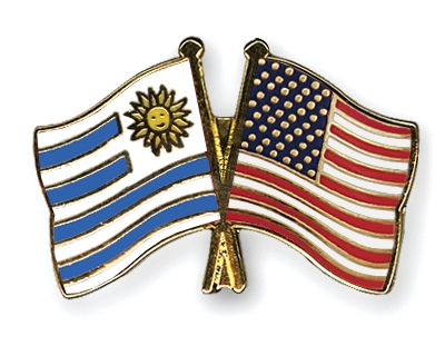 Fahnen Pins Uruguay USA