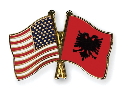 Fahnen Pins USA Albanien