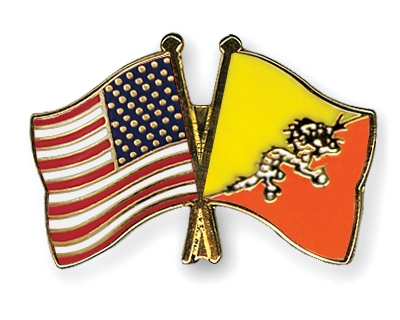 Fahnen Pins USA Bhutan