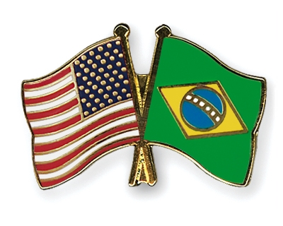 Fahnen Pins USA Brasilien