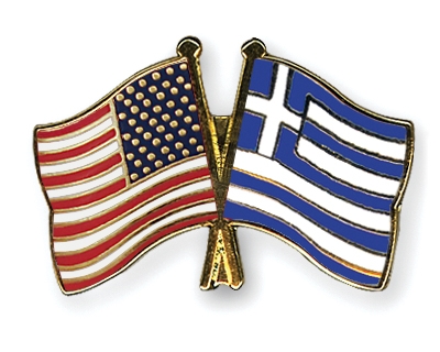 Fahnen Pins USA Griechenland