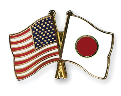 Fahnen Pins USA Japan