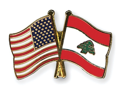 Fahnen Pins USA Libanon