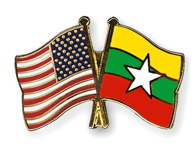 Fahnen Pins USA Myanmar