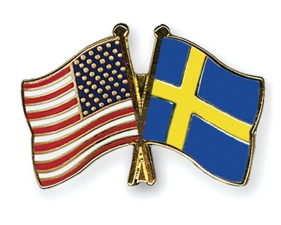 Fahnen Pins USA Schweden