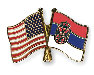 Fahnen Pins USA Serbien