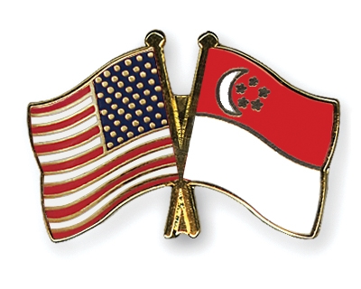 Fahnen Pins USA Singapur