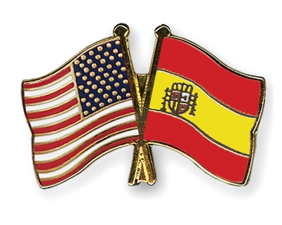 Fahnen Pins USA Spanien