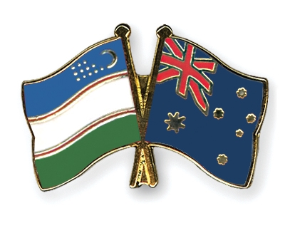 Fahnen Pins Usbekistan Australien