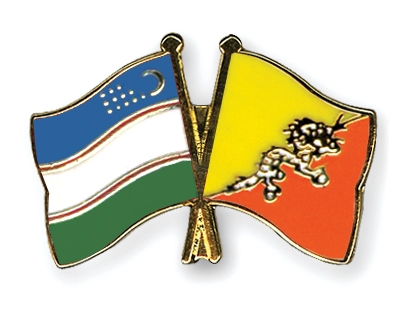 Fahnen Pins Usbekistan Bhutan