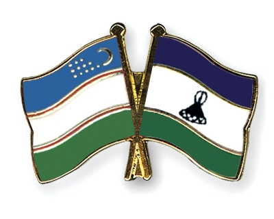 Fahnen Pins Usbekistan Lesotho