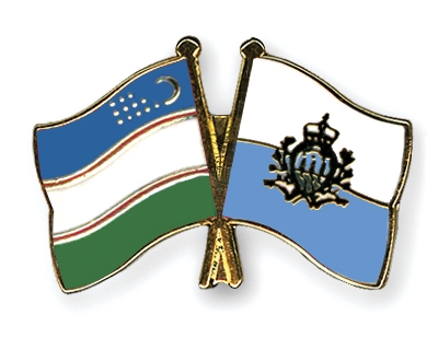 Fahnen Pins Usbekistan San-Marino