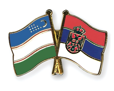 Fahnen Pins Usbekistan Serbien