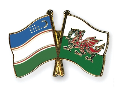 Fahnen Pins Usbekistan Wales