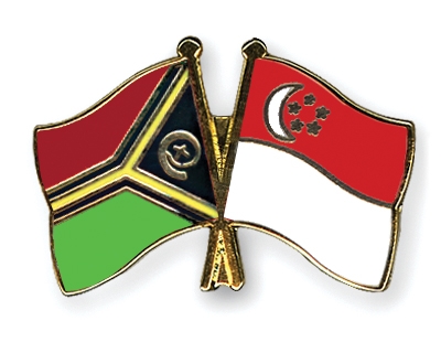 Fahnen Pins Vanuatu Singapur