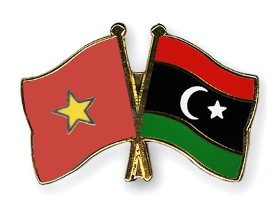 Fahnen Pins Vietnam Libyen